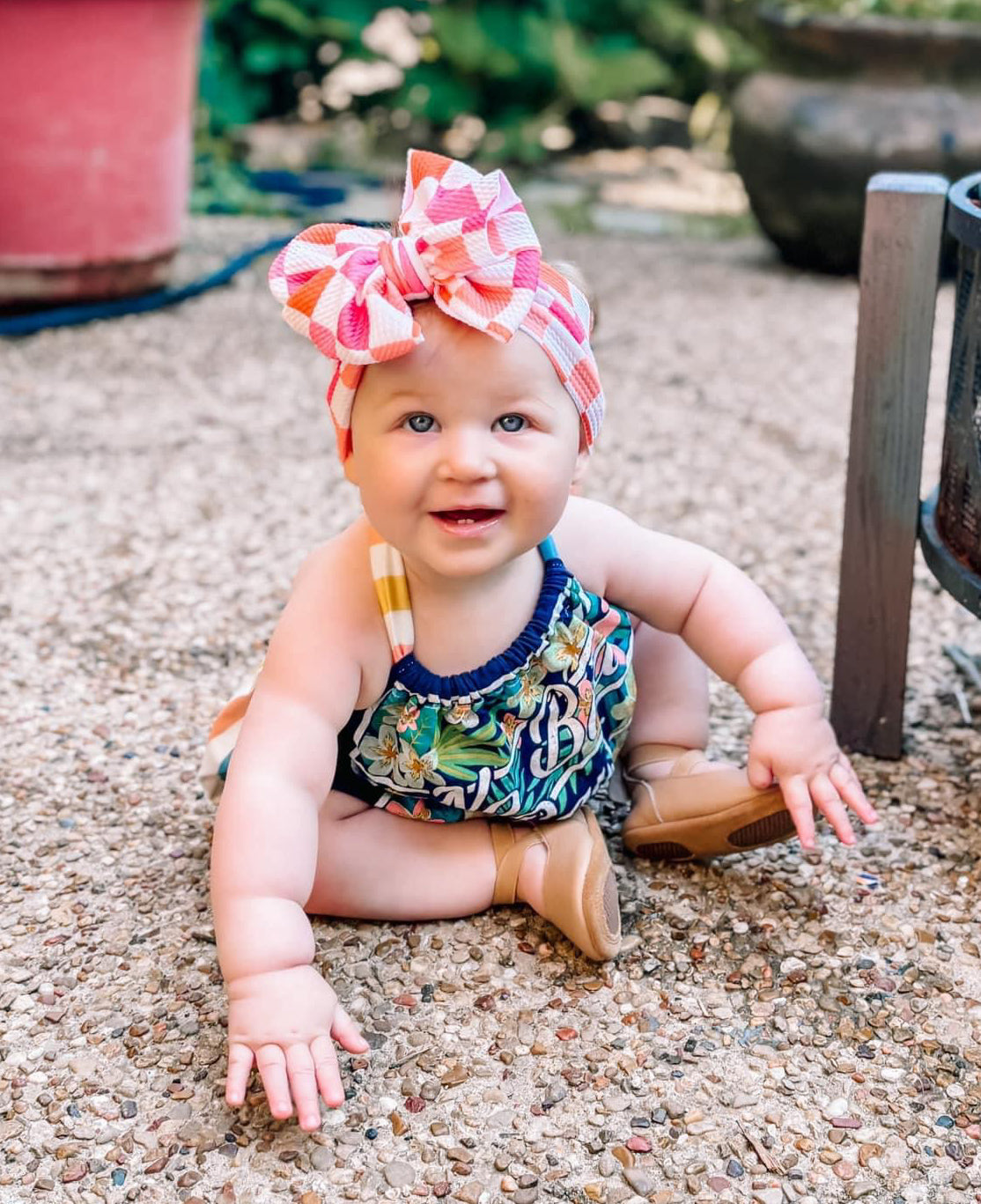Red Peach Checkers Headwrap
