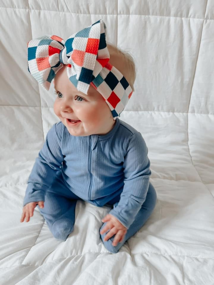 Red White and Blue Checkers Headwrap