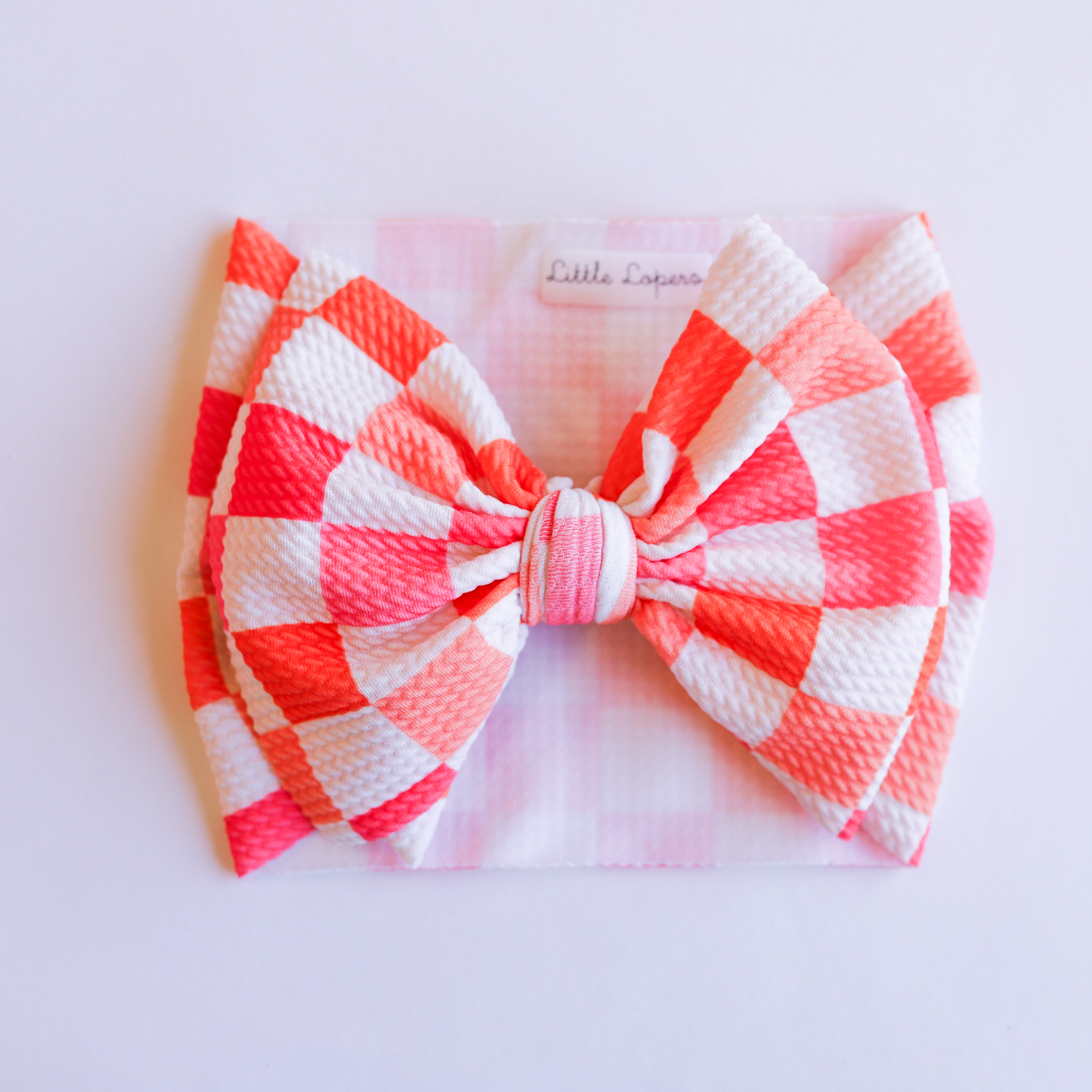 Red Peach Checkers Headwrap