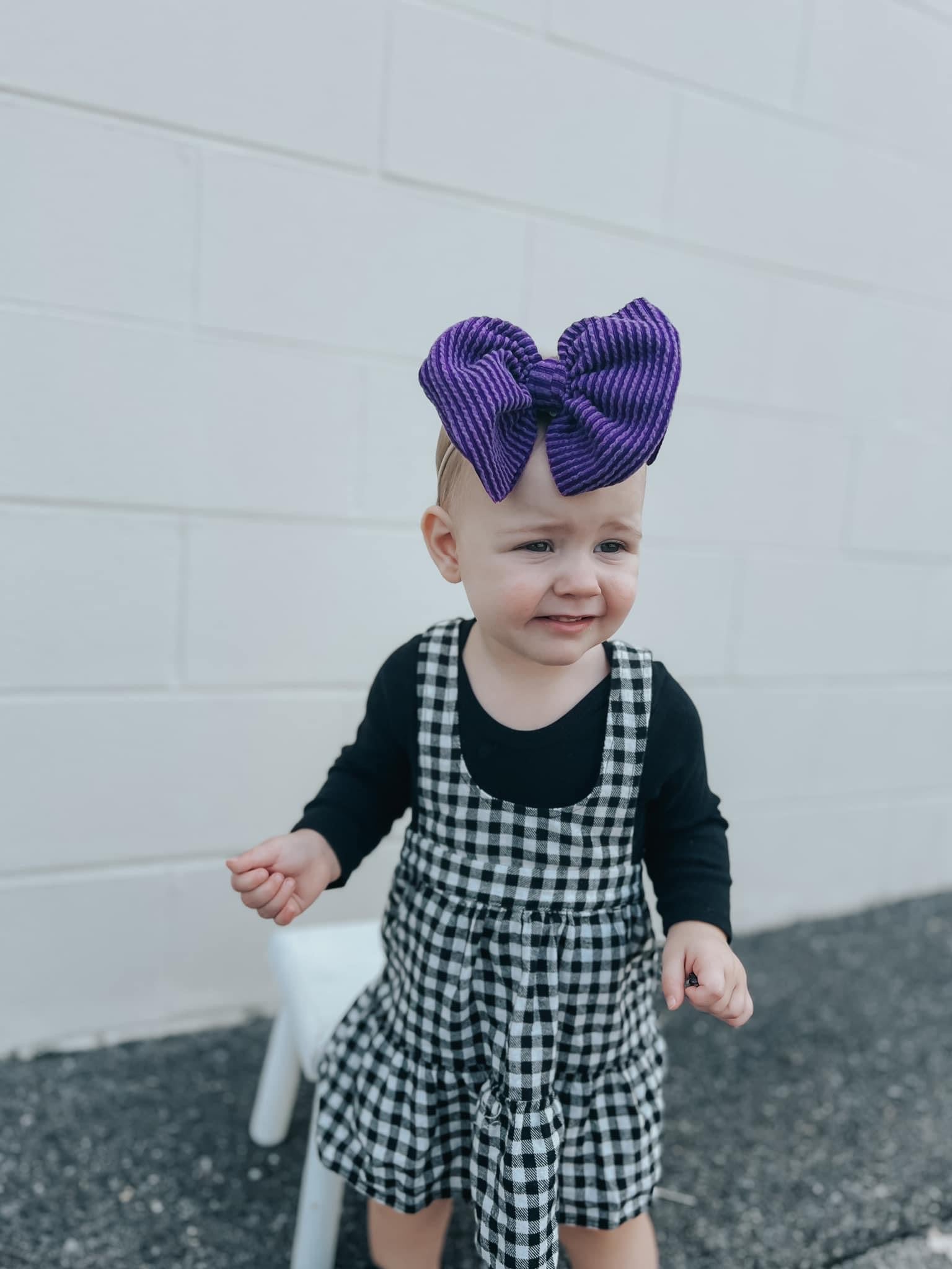 Cozy Ribbed Purple Big + Skinny Bow