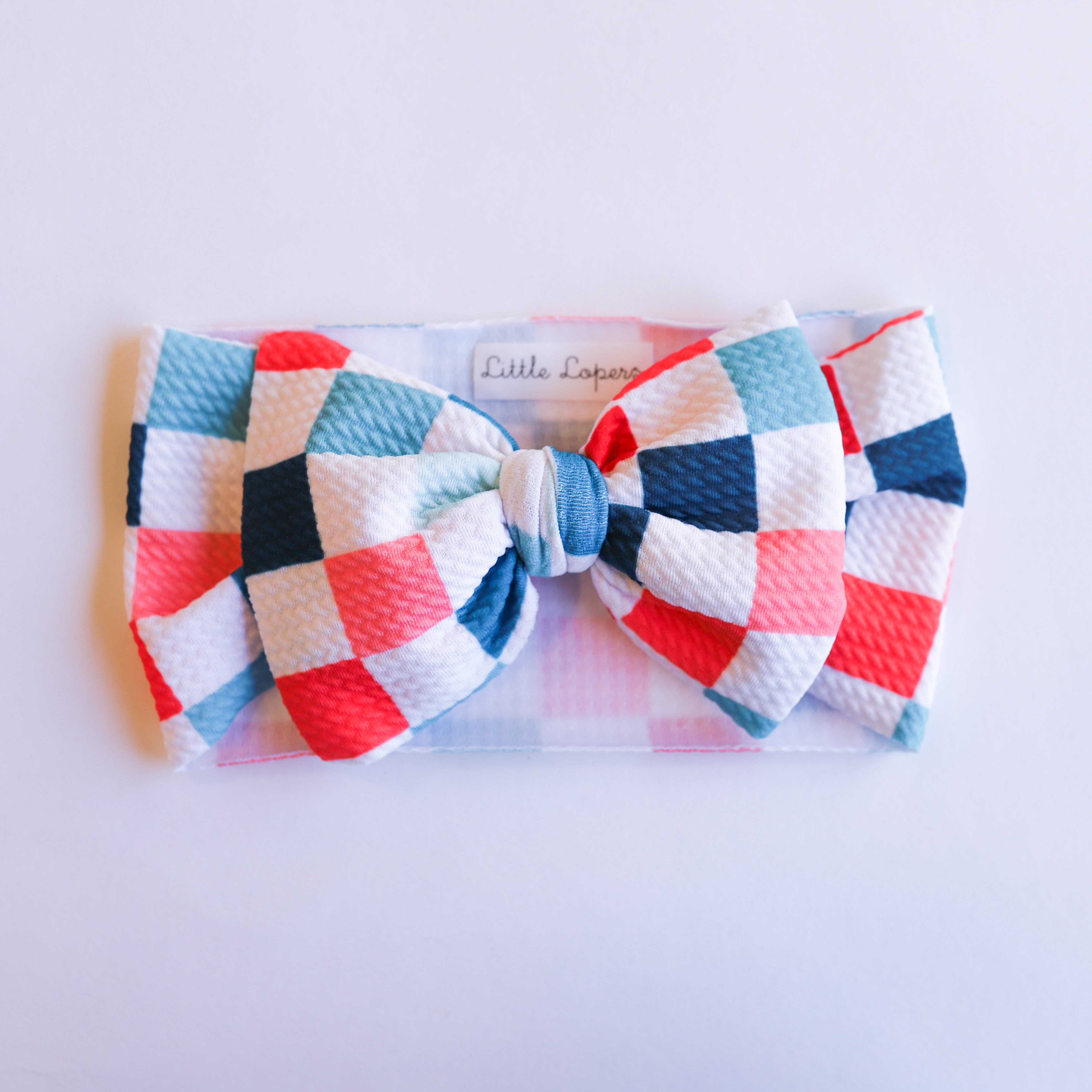 Red White and Blue Checkers Headwrap
