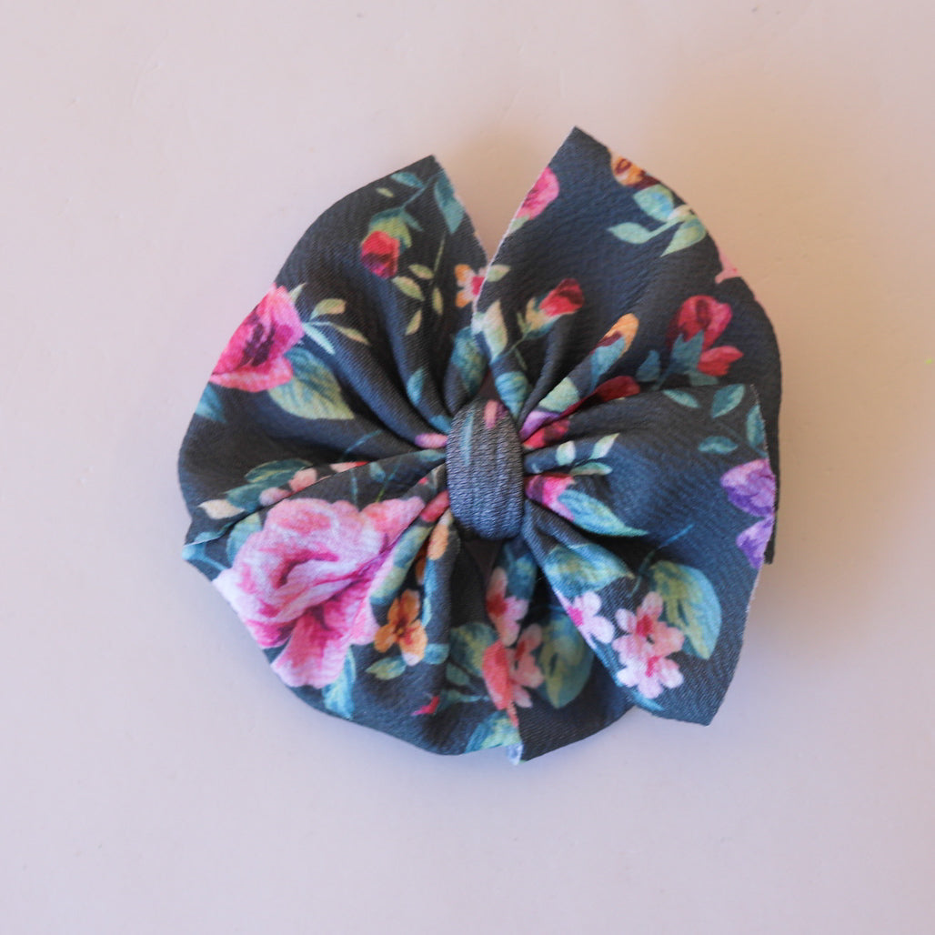 Charcoal Blooms Bow