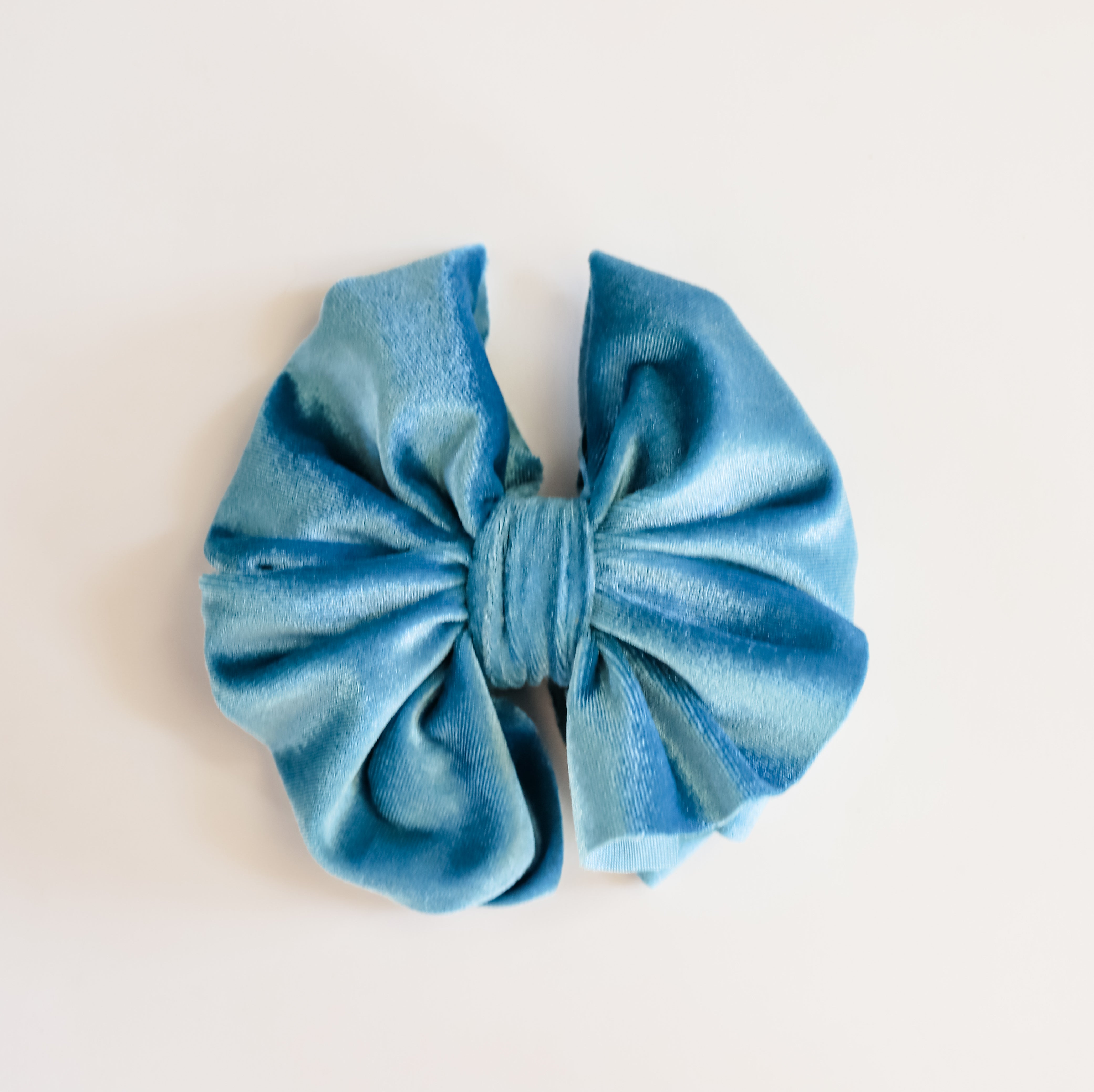 Dusty Blue Velvet Messy Bow