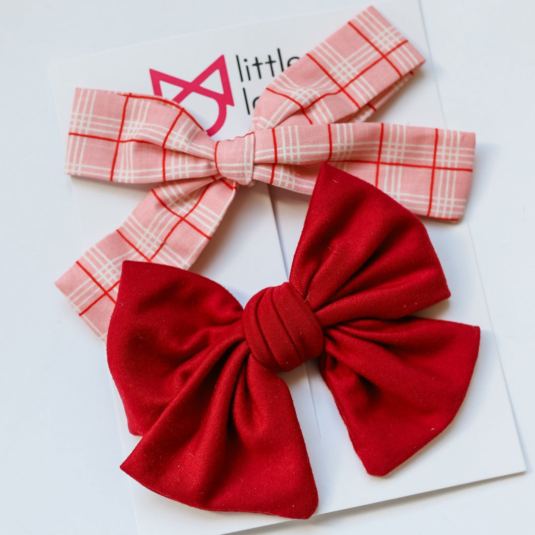 Candy Cane Plaid Bow Set