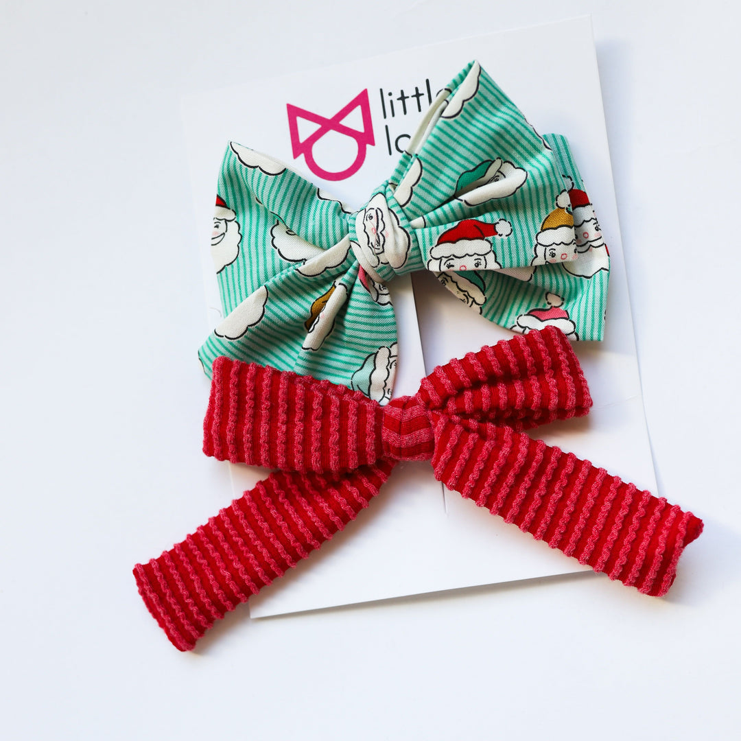 Santa Green Bow Set
