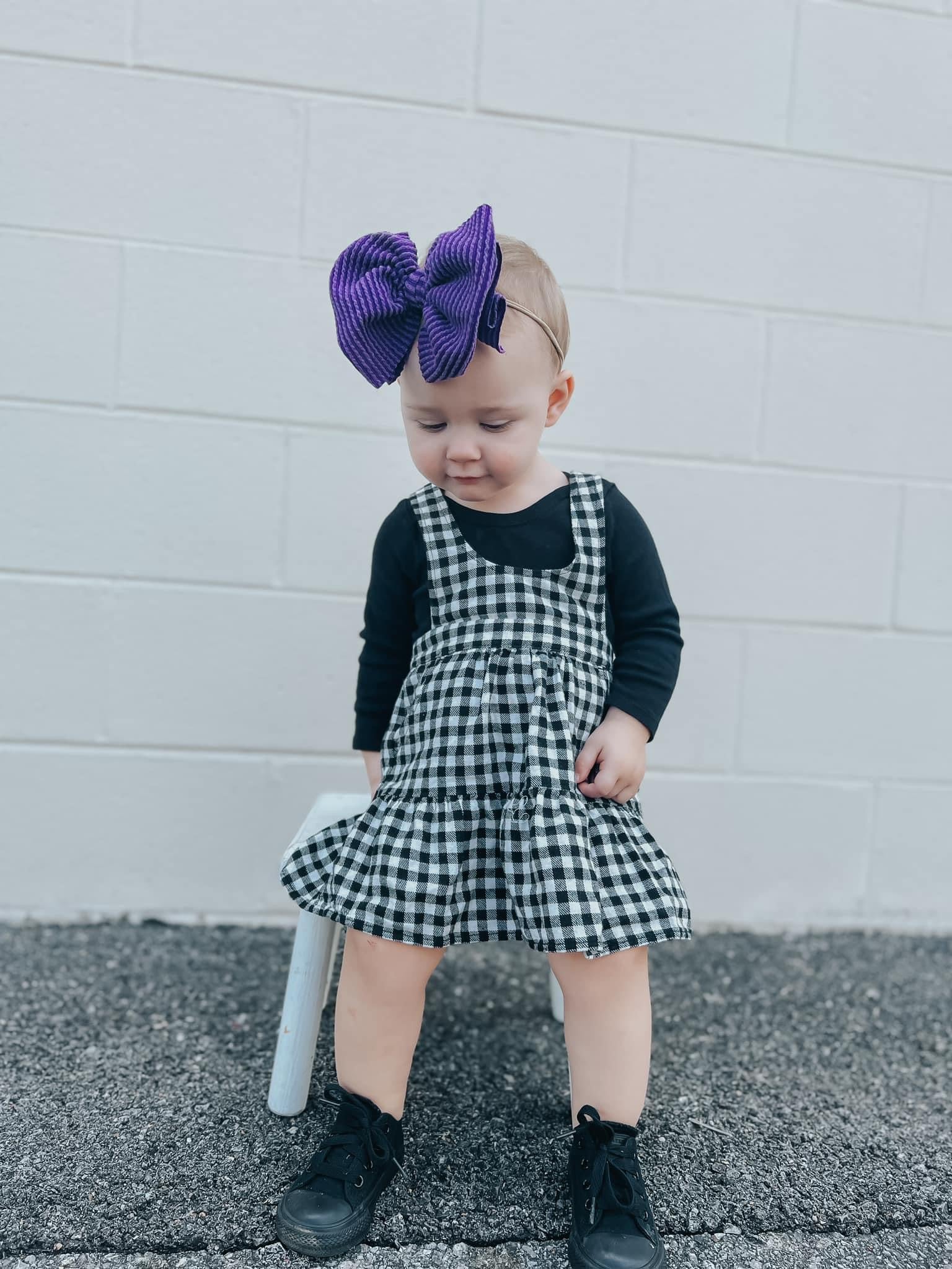 Cozy Ribbed Purple Big + Skinny Bow