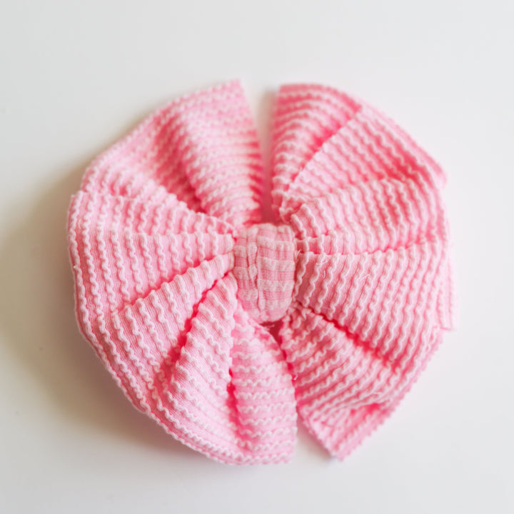 Cozy Ribbed Pink Bow