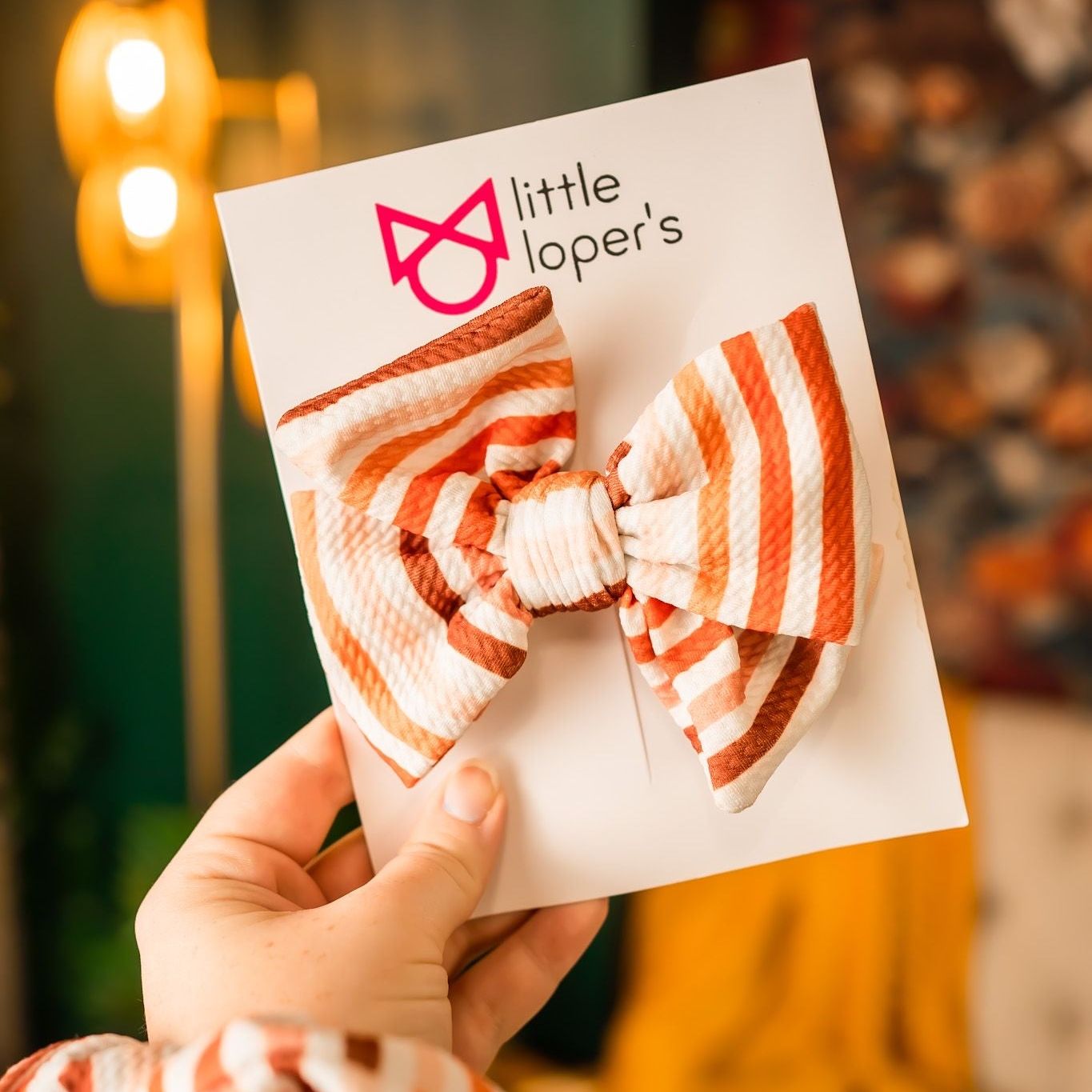 Pumpkin Spice Stripes Fancy Butterfly Bow
