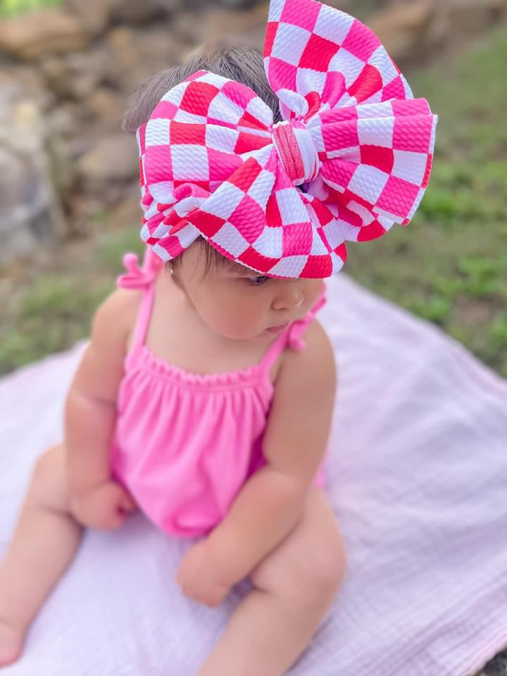 Strawberry Red Checkers Headwrap
