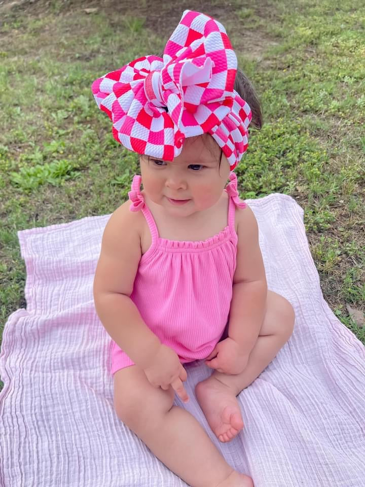 Strawberry Red Checkers Headwrap