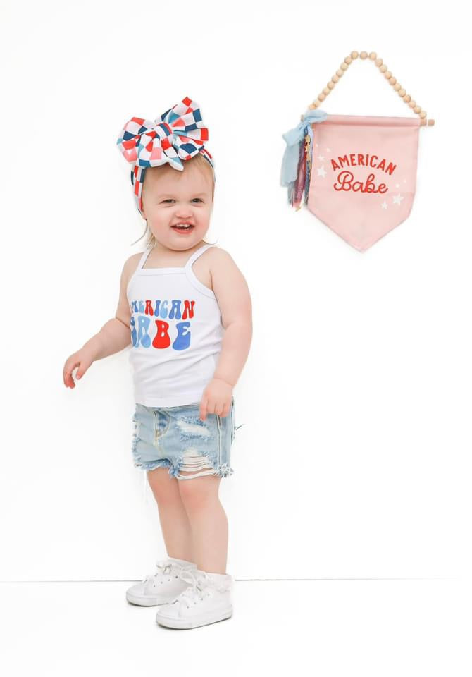 Red White and Blue Checkers Headwrap