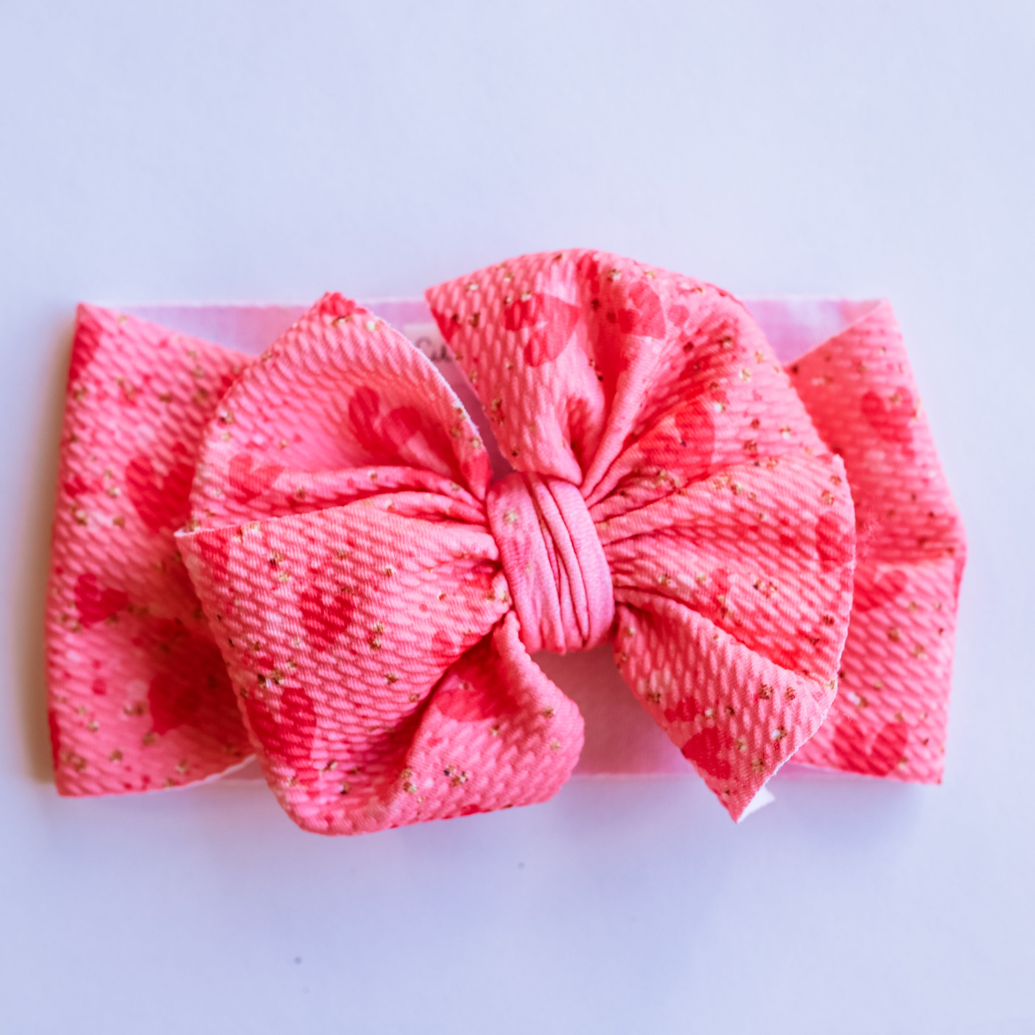 Festive Hot Pink Hearts Headwrap