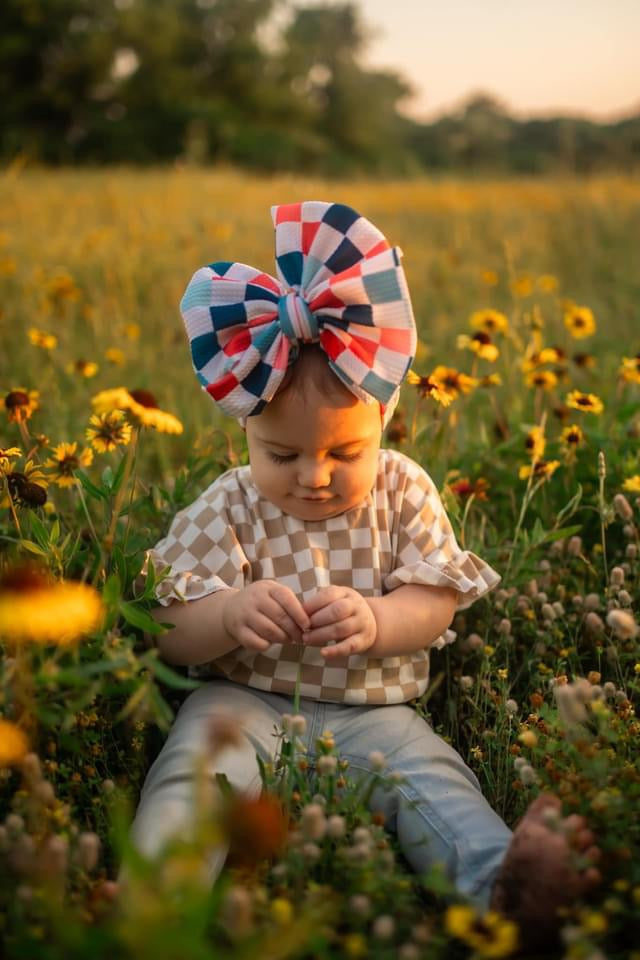 Red White and Blue Checkers Headwrap