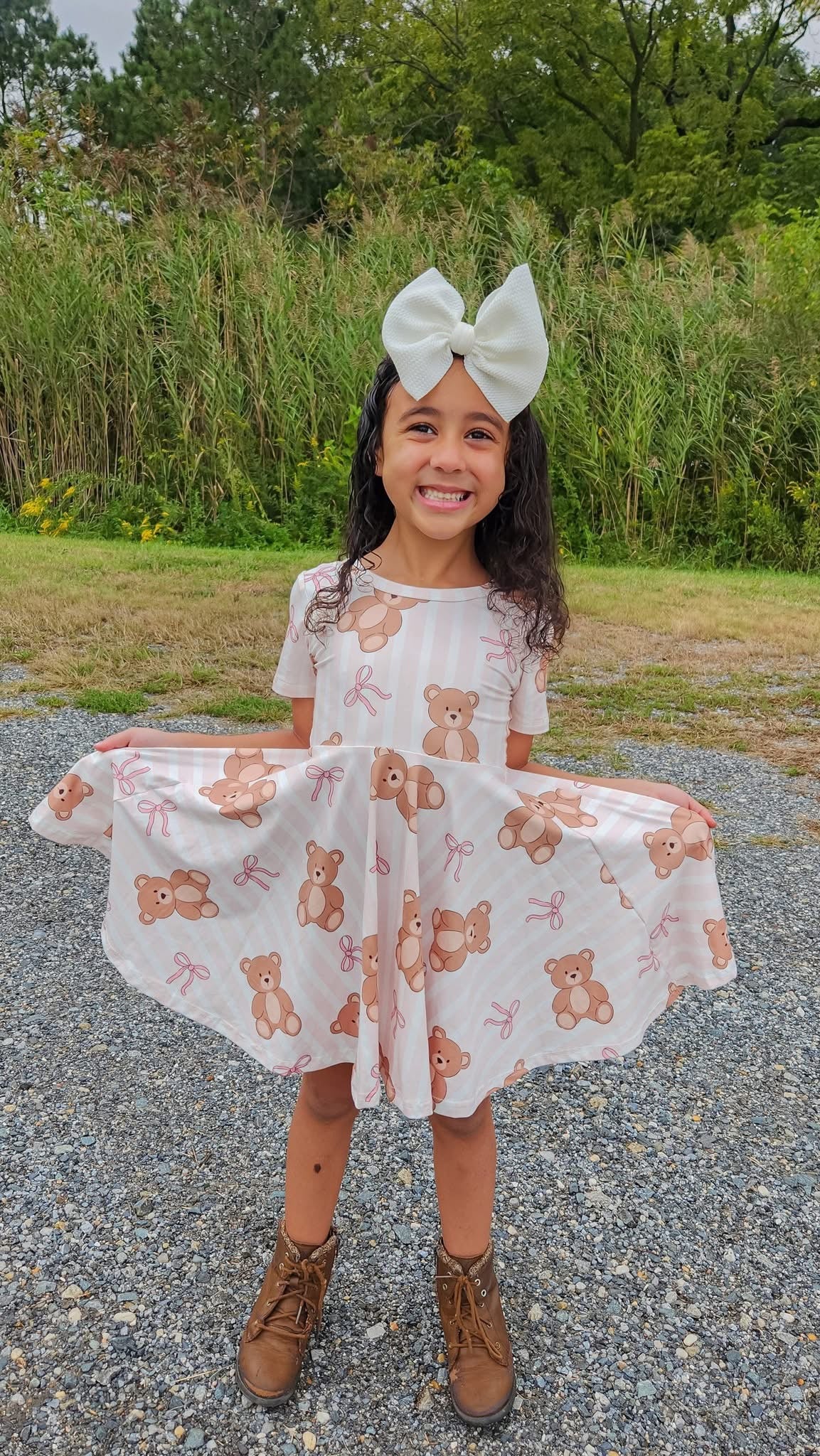 Pink Teddy Bear Twirl Dress