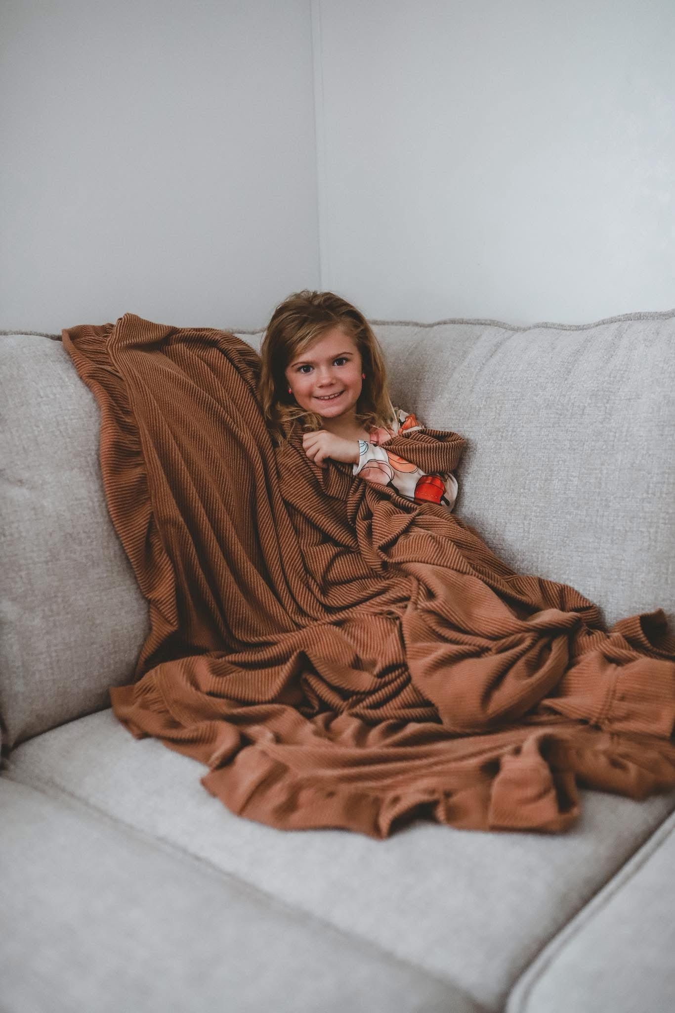 Caramel Double Ruffled Throw Blanket