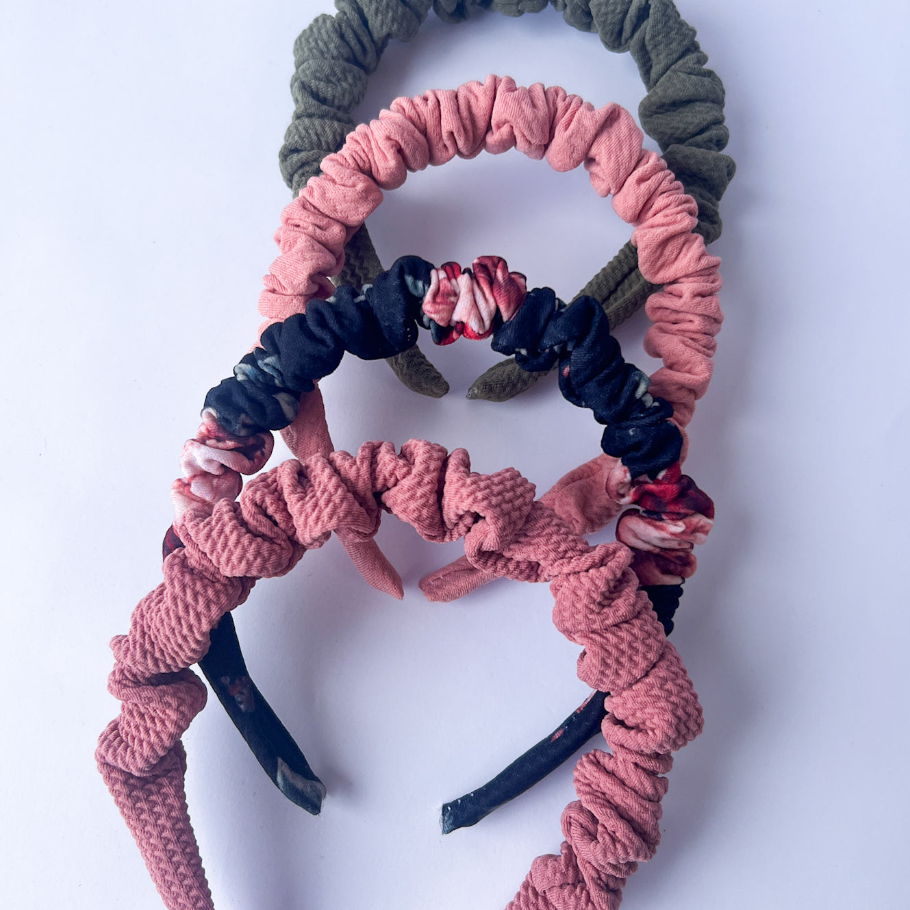 Neutral Bouquet Ruched Headband Bundle