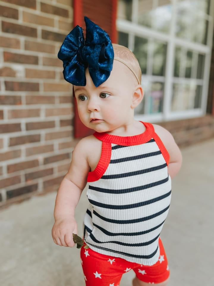 Blue Shimmery Velvet Bow