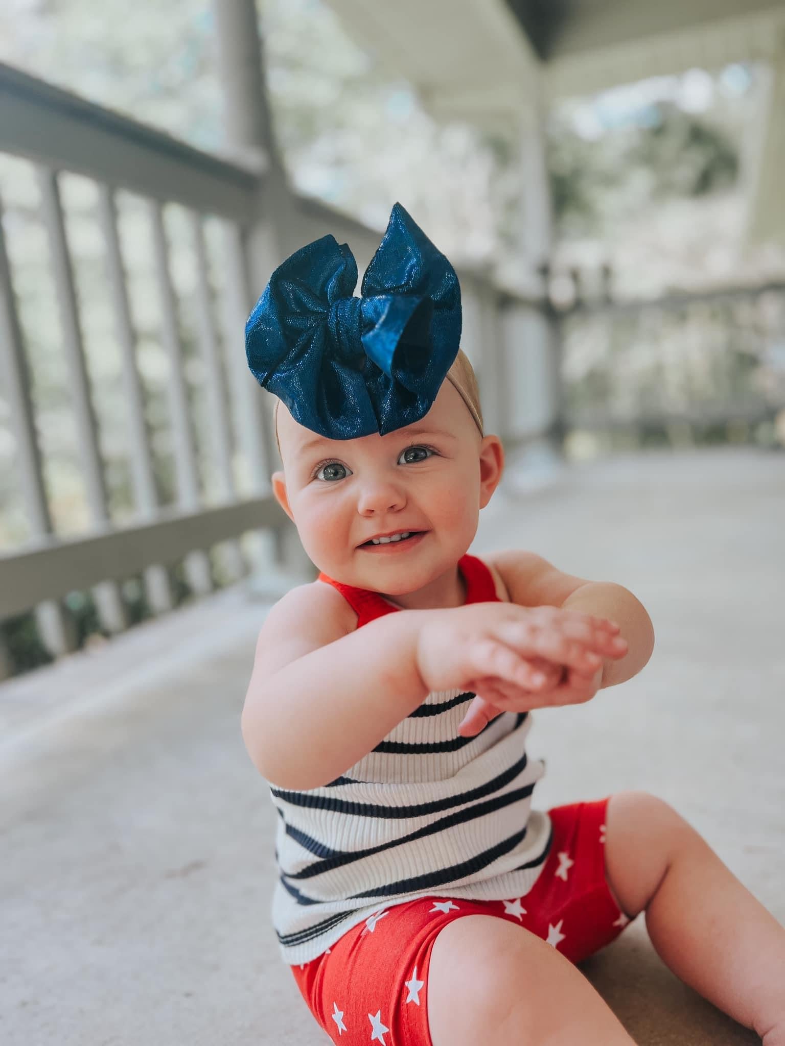 Blue Shimmery Velvet Bow