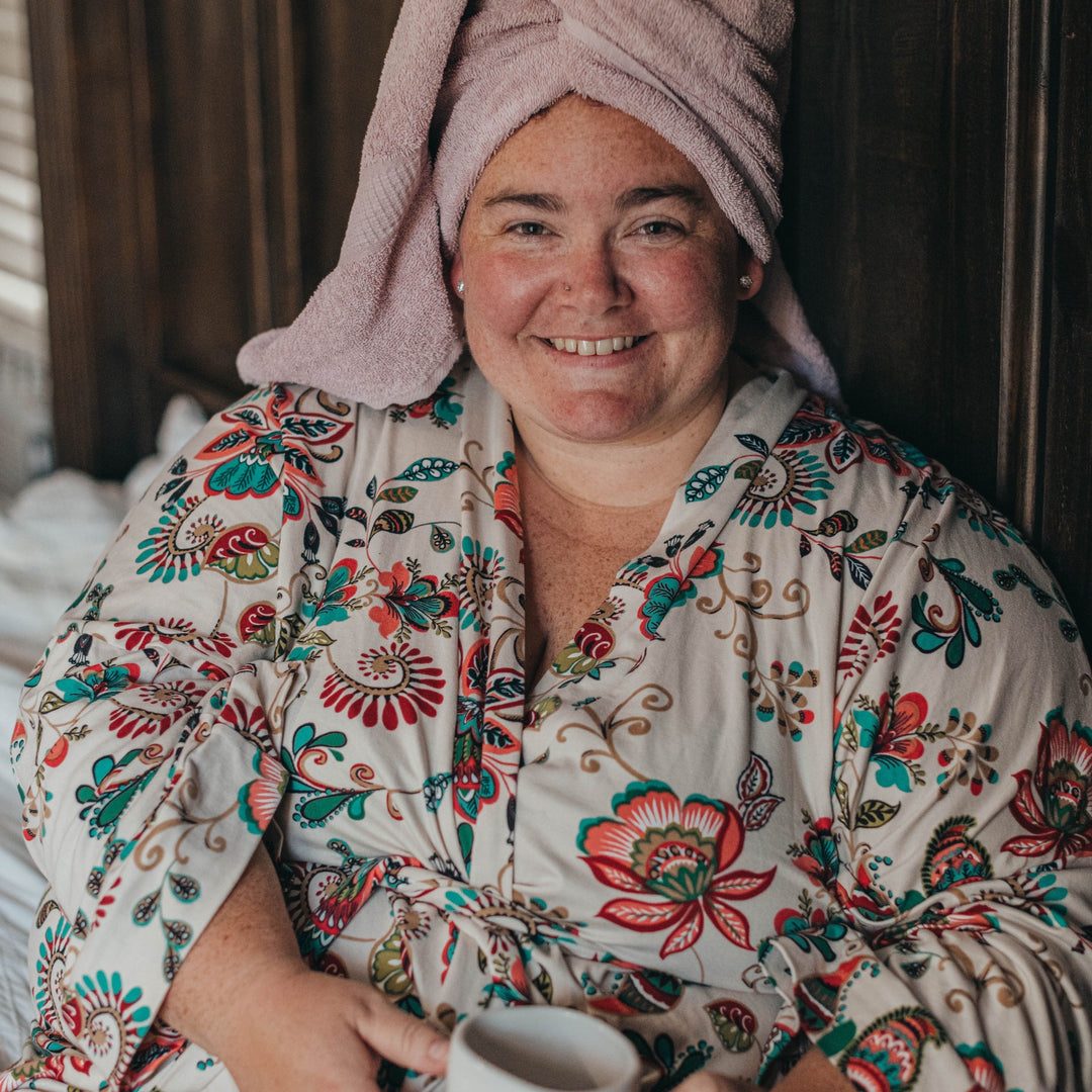 Tan Paisley Floral Women Robe