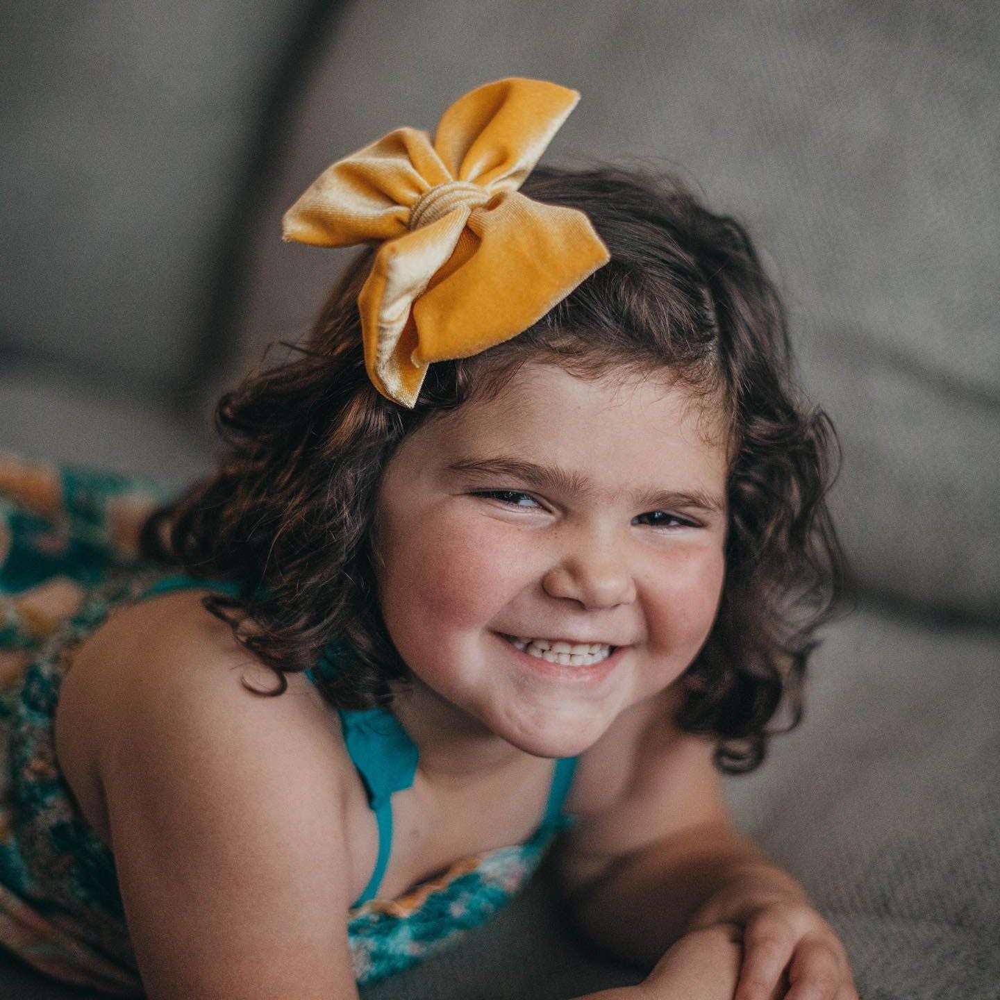Summer Velvet Fancy Butterfly Bow - Honey