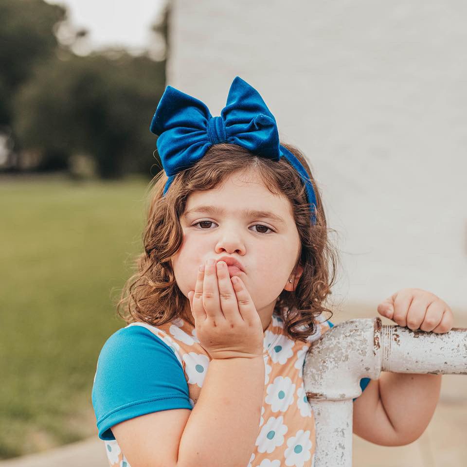 Summer Velvet Fancy Butterfly Bow - Teal