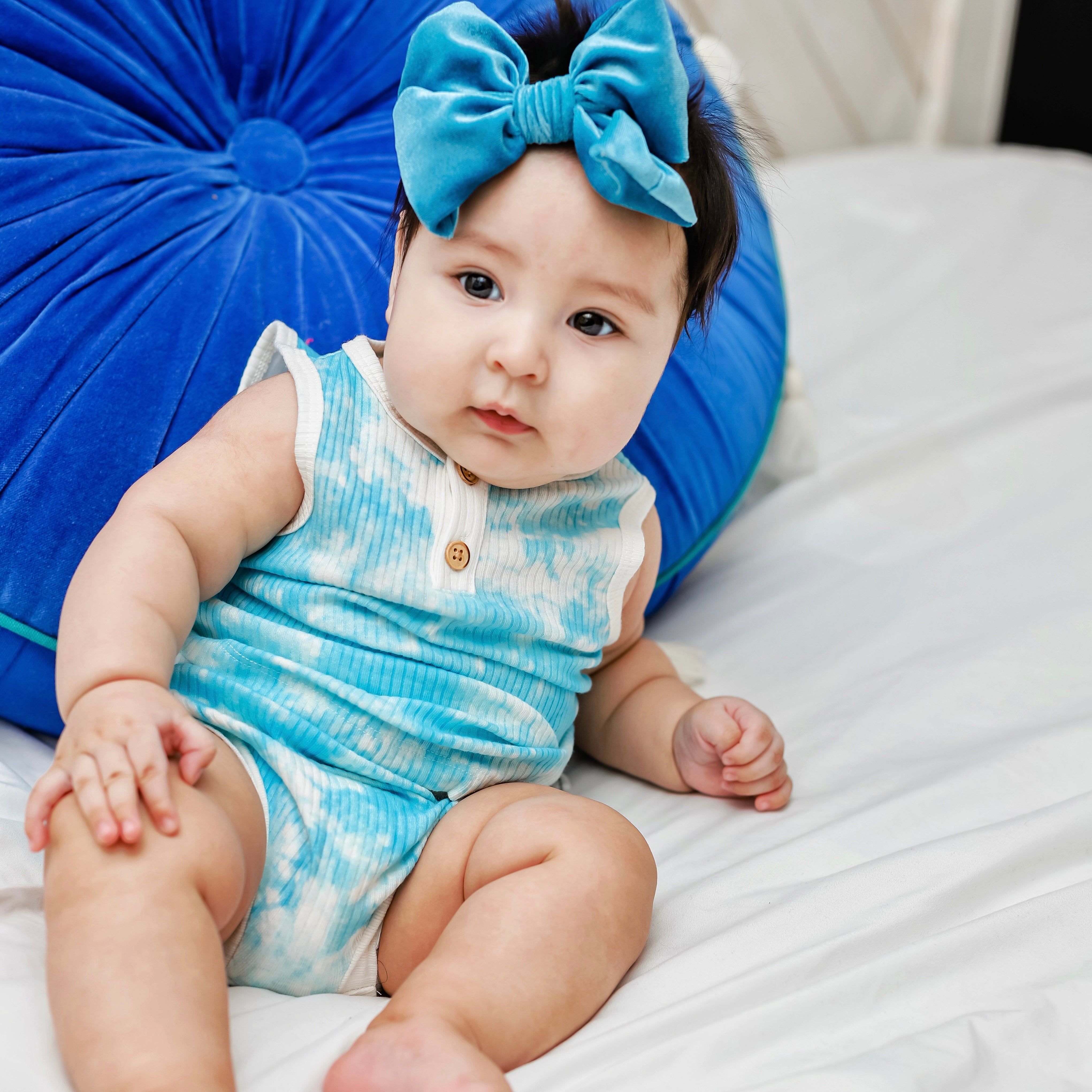 Summer Velvet Fancy Butterfly Bow - Teal