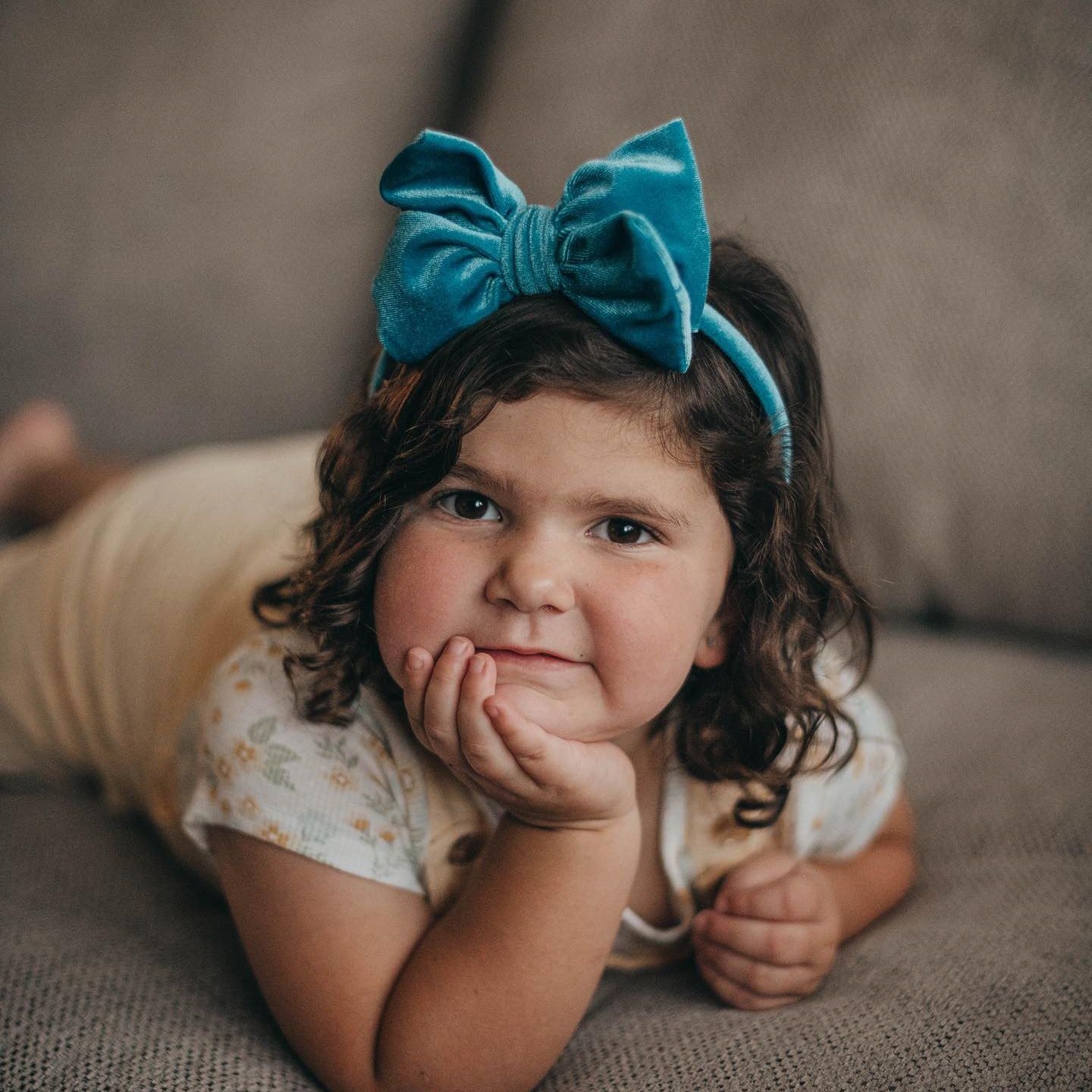 Summer Velvet Fancy Butterfly Bow - Teal