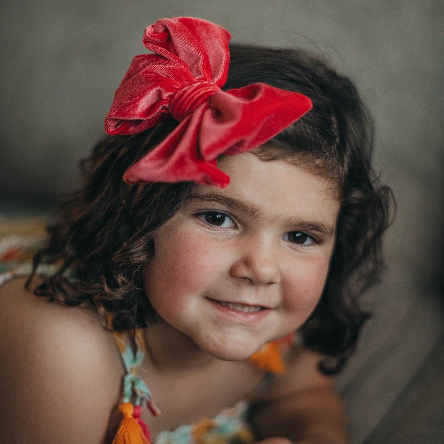 Summer Velvet Fancy Butterfly Bow - Coral