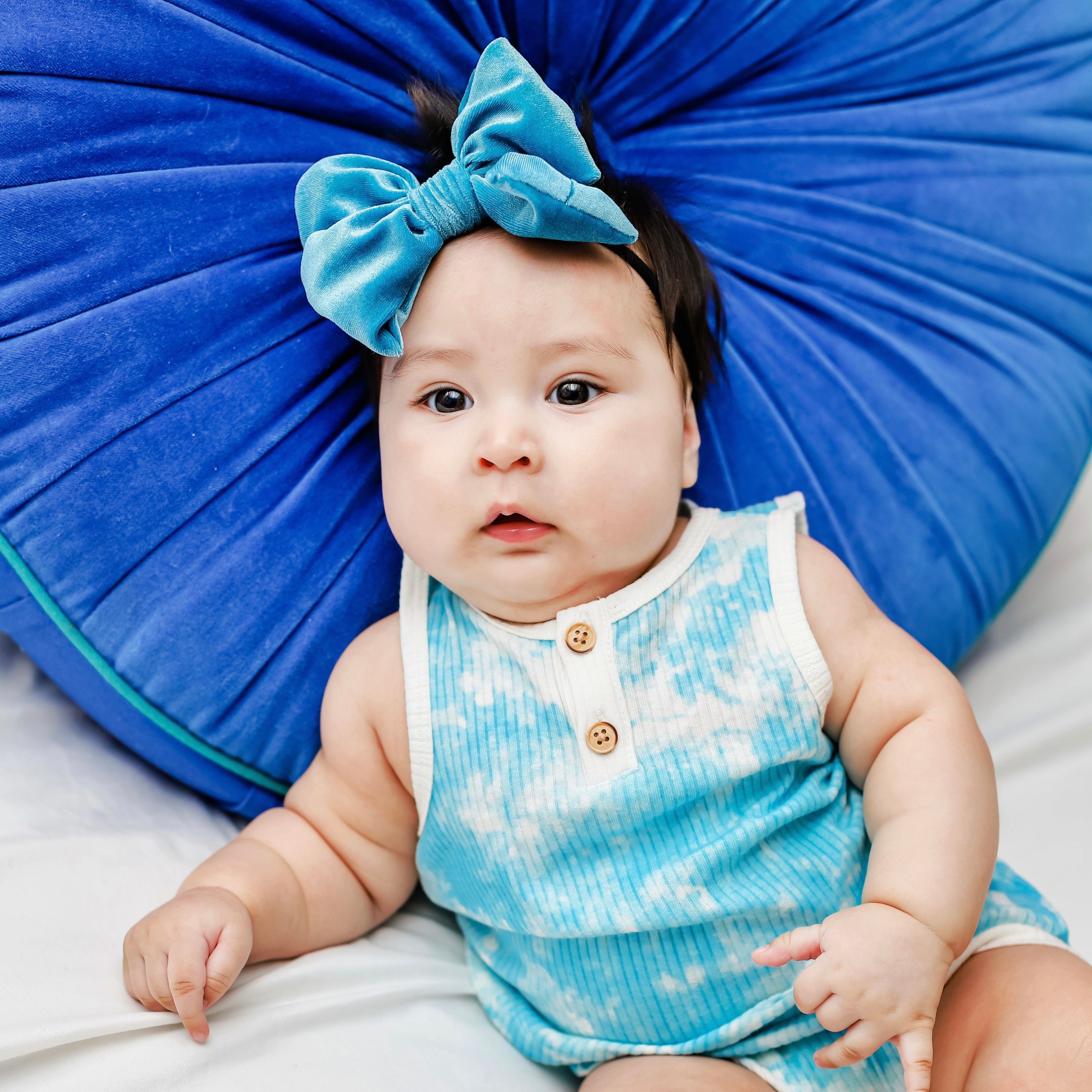 Summer Velvet Fancy Butterfly Bow - Teal