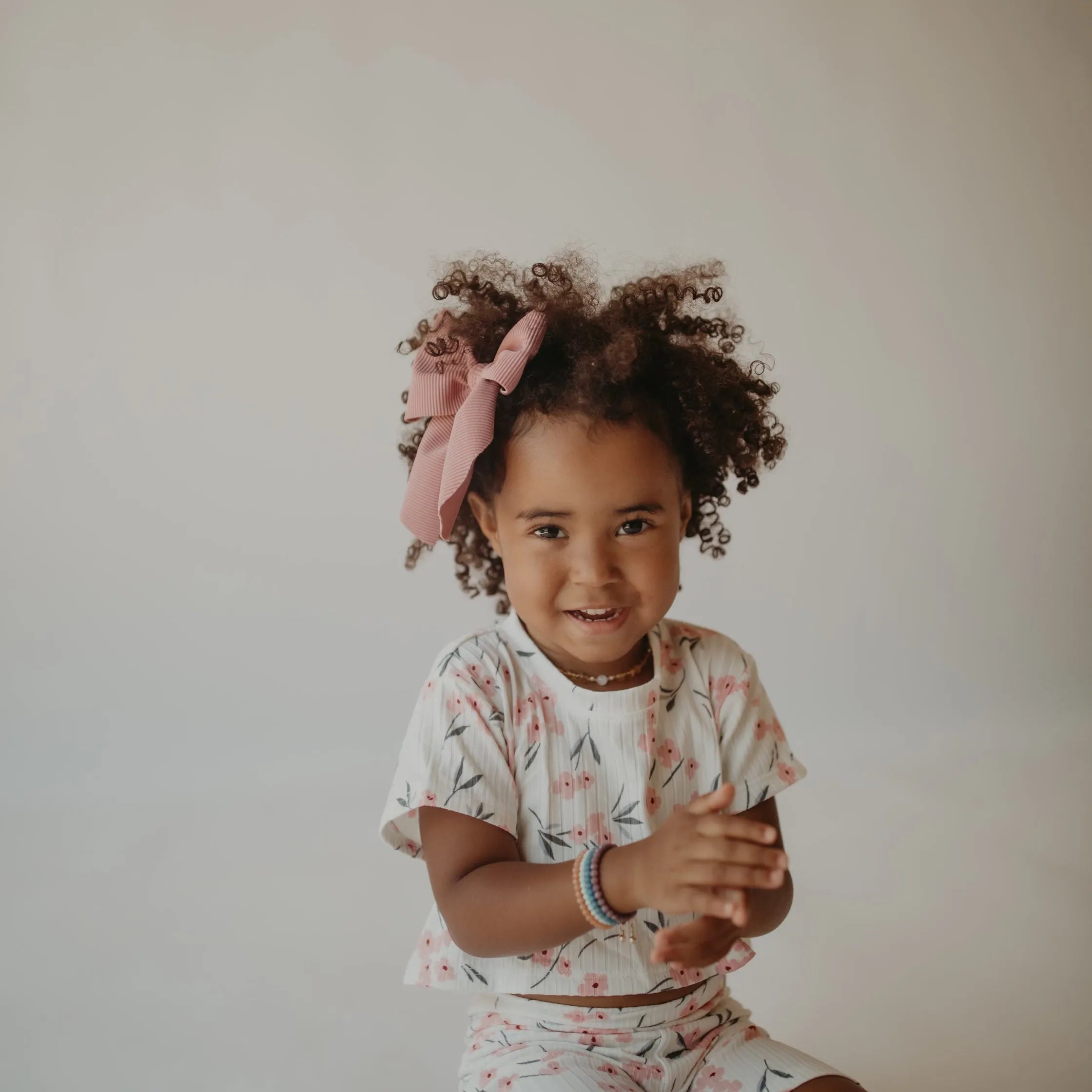 Ivory Floral Biker Set little lopers