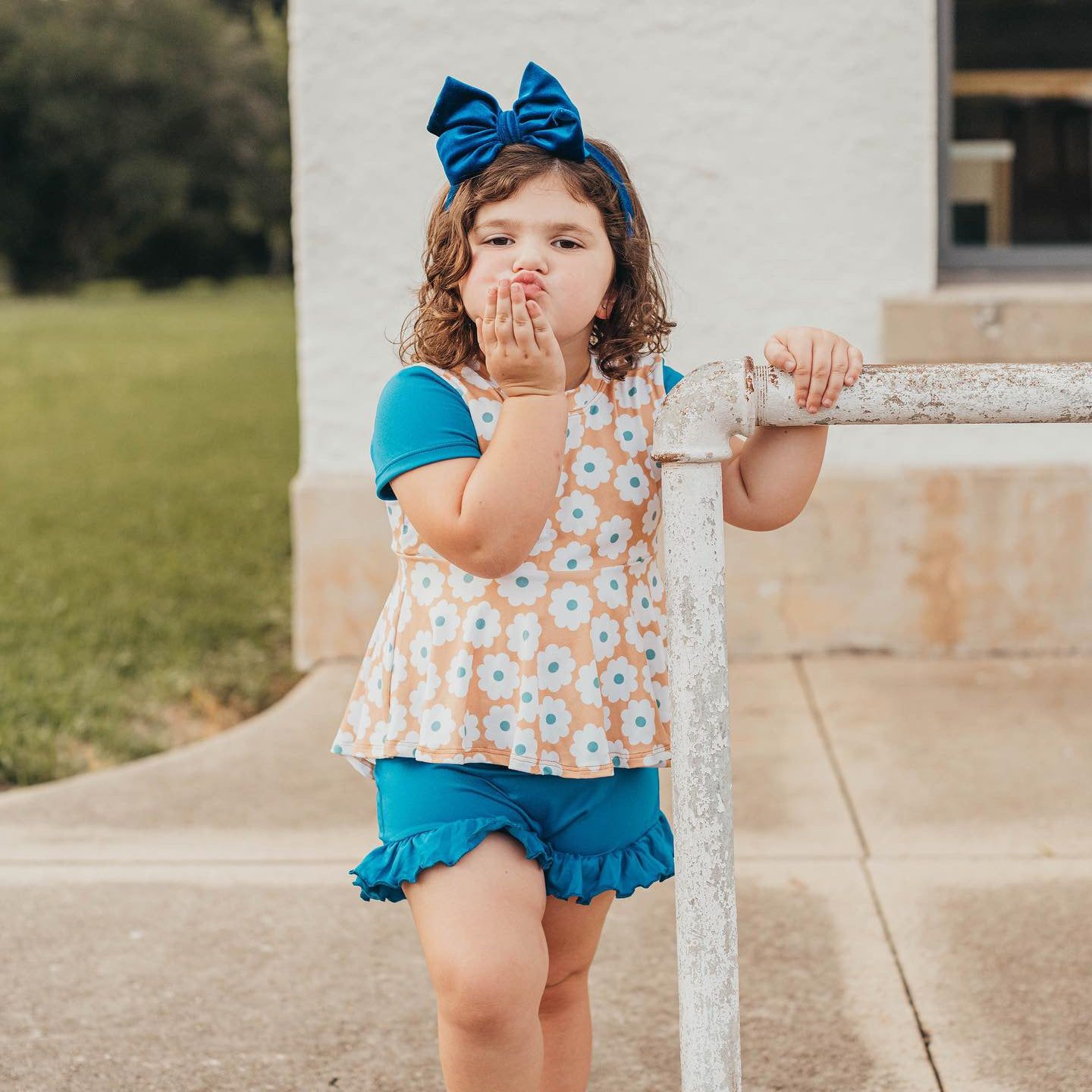 Summer Velvet Fancy Butterfly Bow - Teal