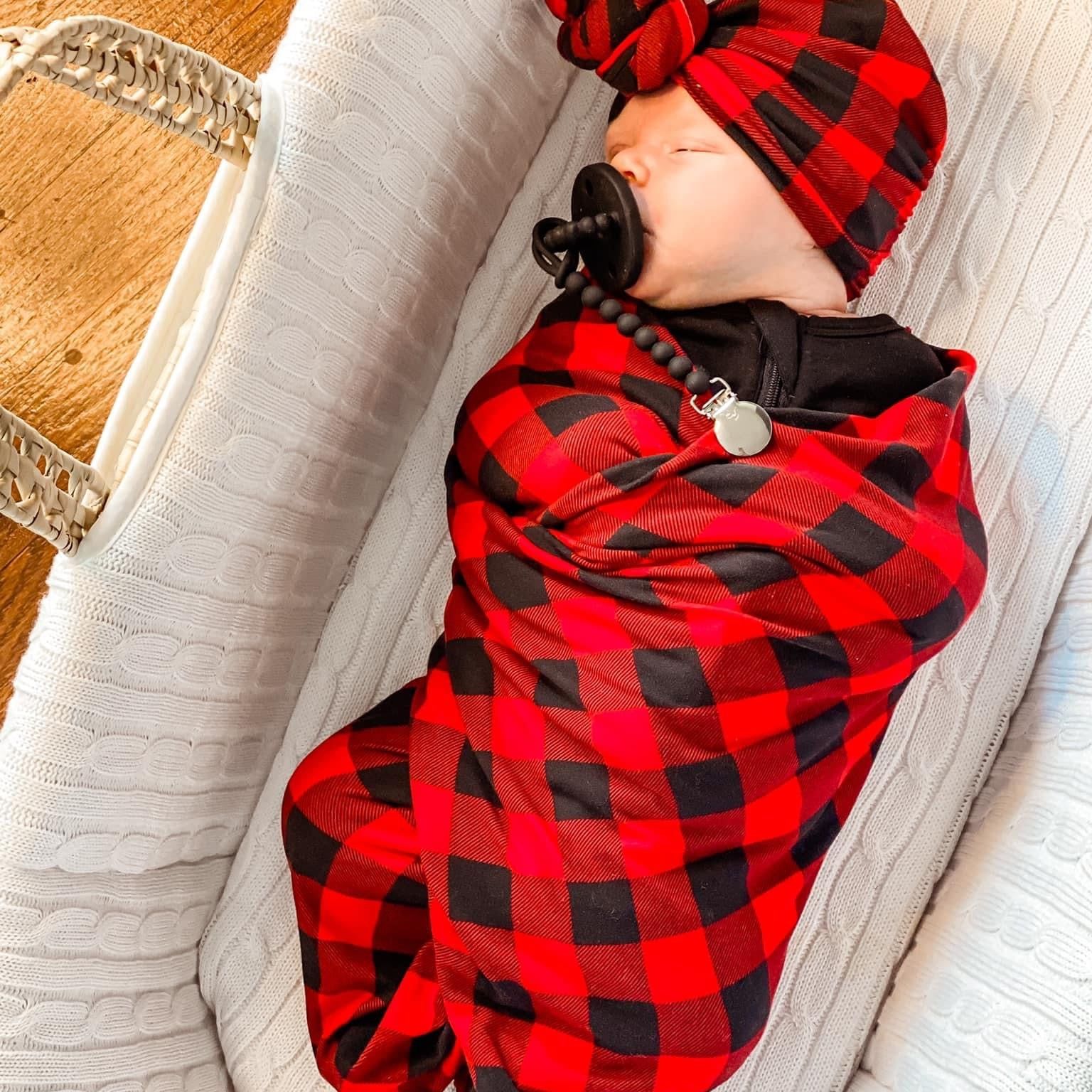 Buffalo Plaid Swaddle Blanket Set little lopers