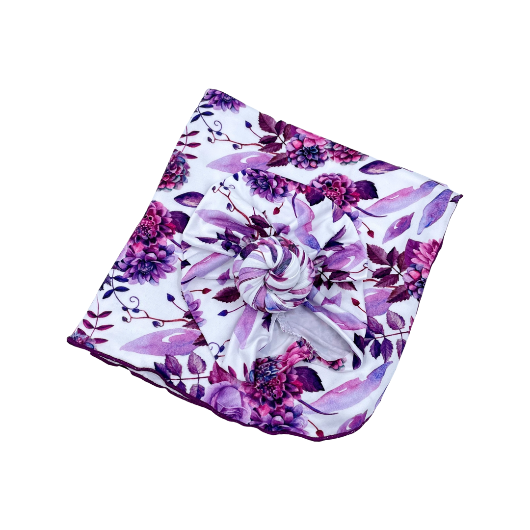 Purple Blooms Swaddle Blanket Set