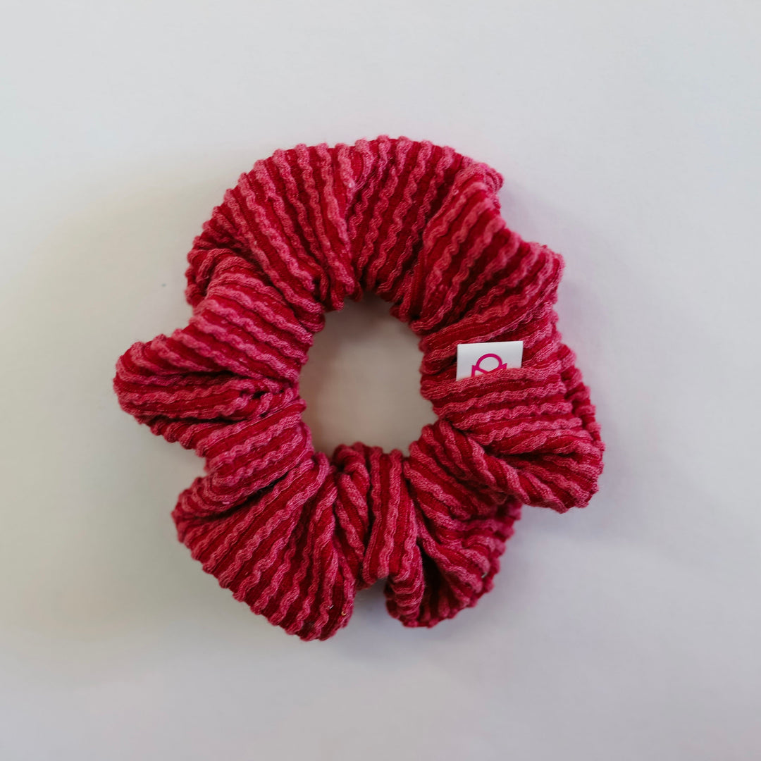 Crimson Cozy Ribbed Scrunchie