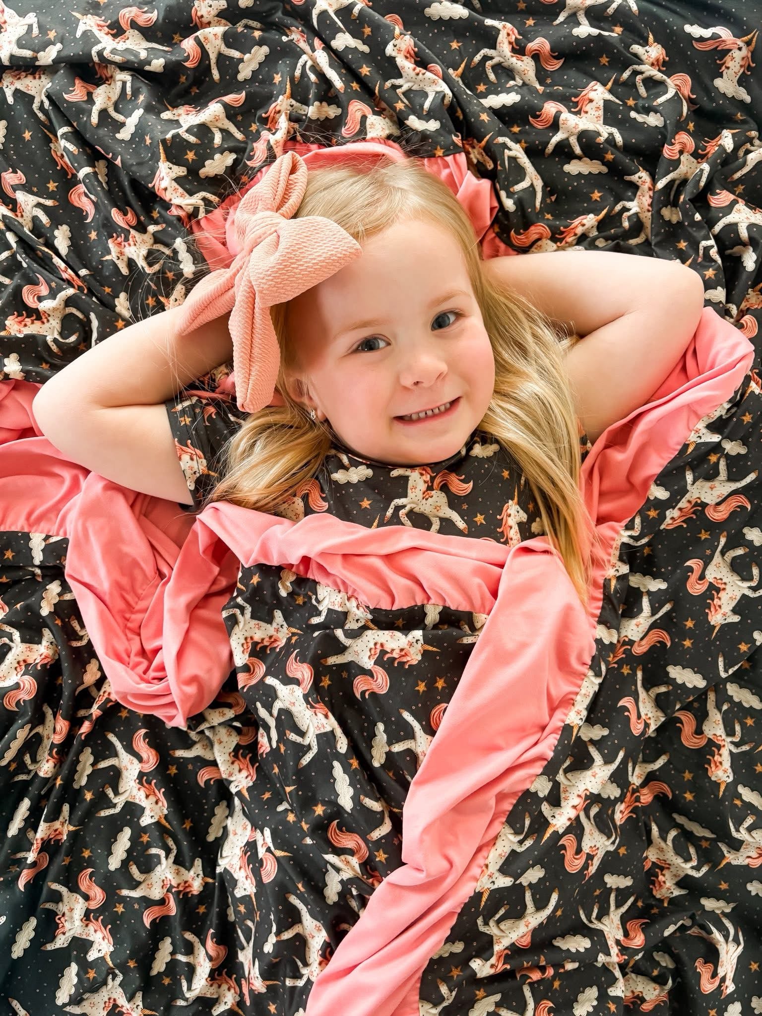 Magic Unicorn Double Ruffled Throw Blanket