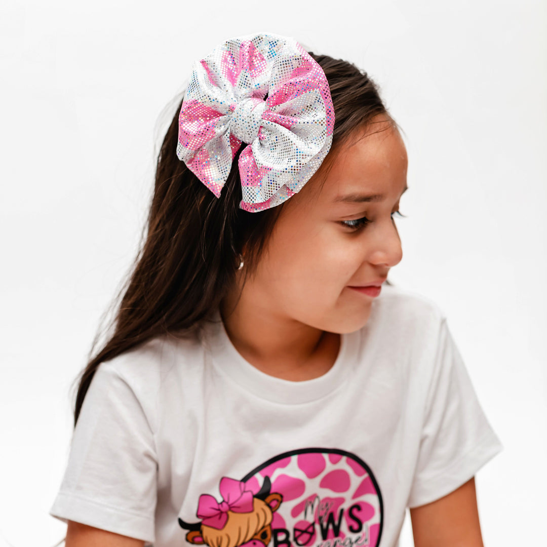Pink Cow Shimmer Bow