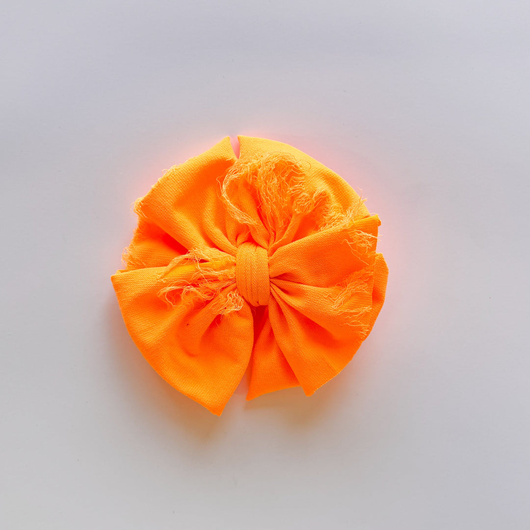 Neon Orange Distressed Bow