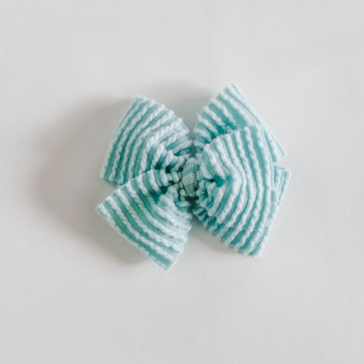 Frozen Blue Cozy Ribbed Bow