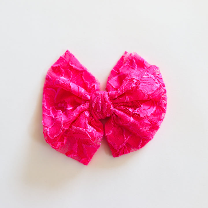 Hot Pink Lace Bow