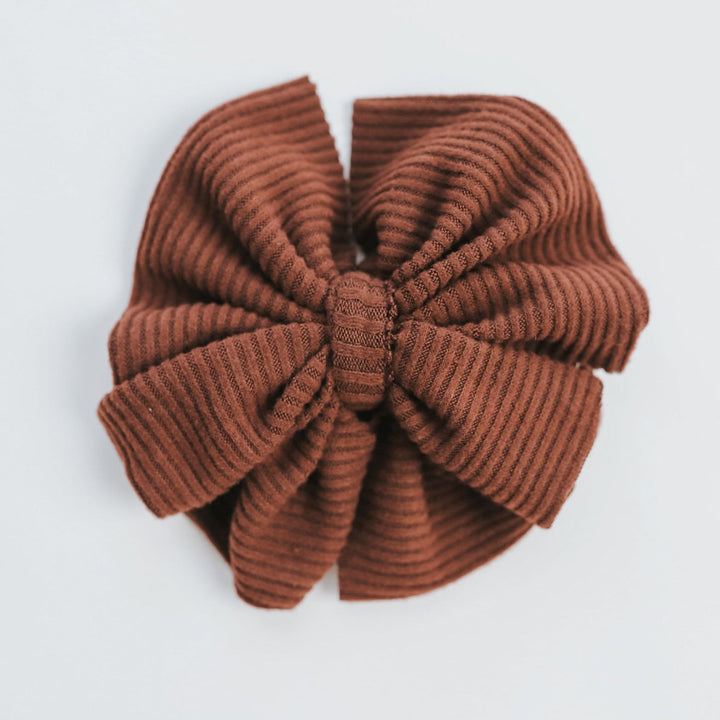 Chocolate Cashmere Ribbed Messy Bow