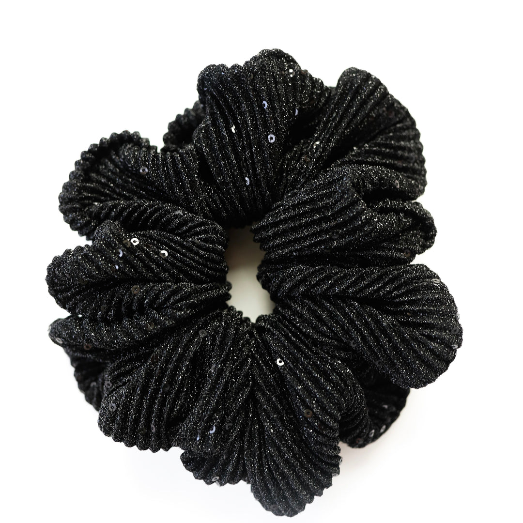 Black Pleated Scrunchie
