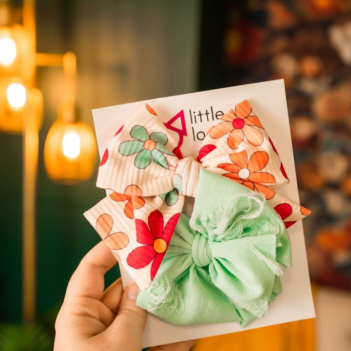 Mint & Floral Bow Set