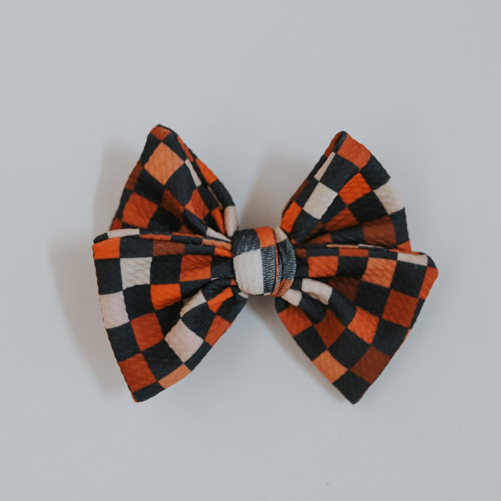 Autumn Checkers Fancy Butterfly Bow