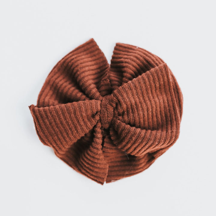 Chocolate Cashmere Ribbed Messy Bow