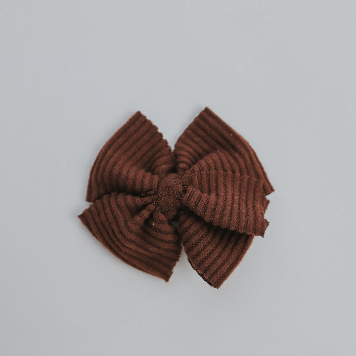 Chocolate Cashmere Ribbed Messy Bow