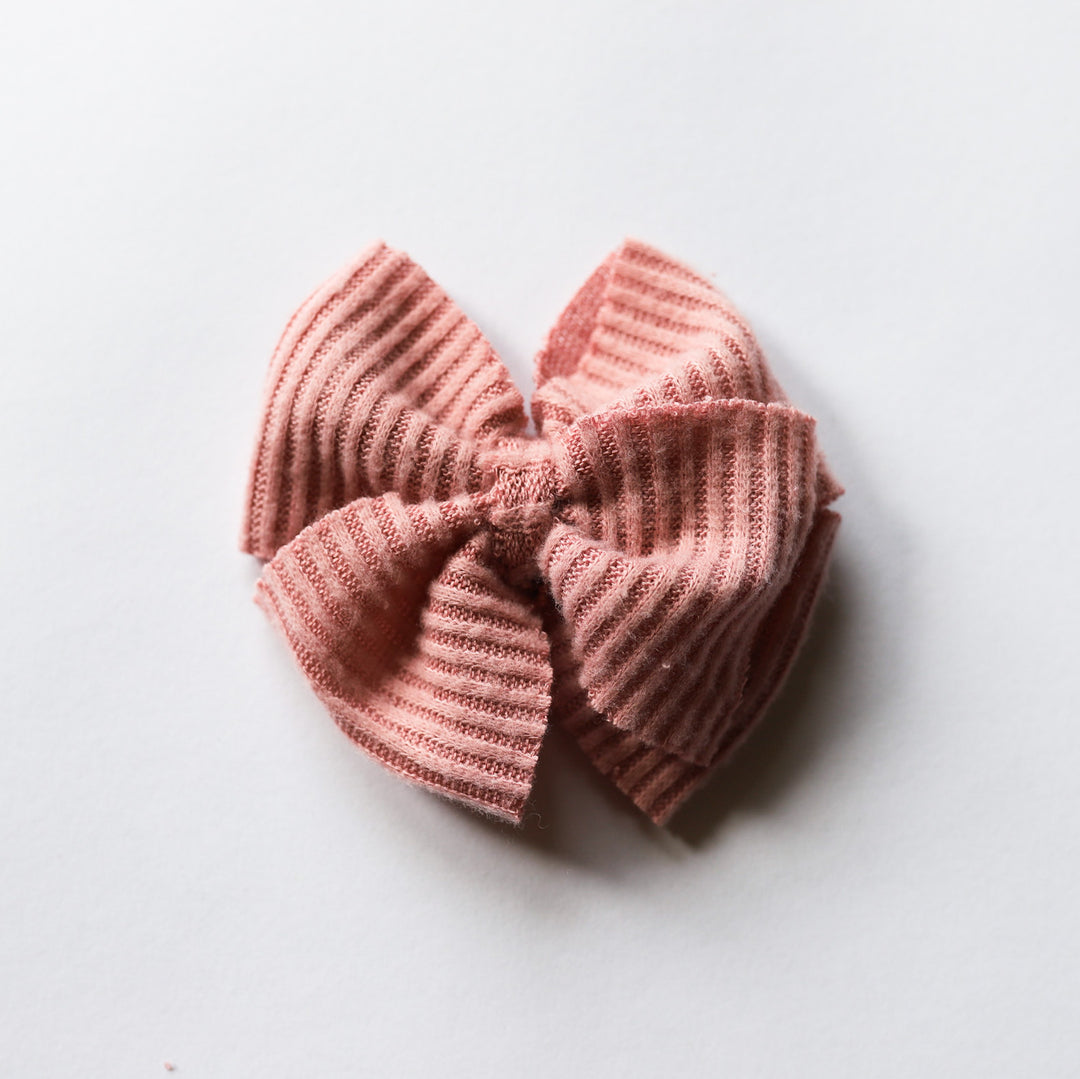 Mauve Cashmere Ribbed Messy Bow