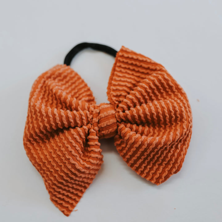 Burnt Orange Cozy Ribbed Bow