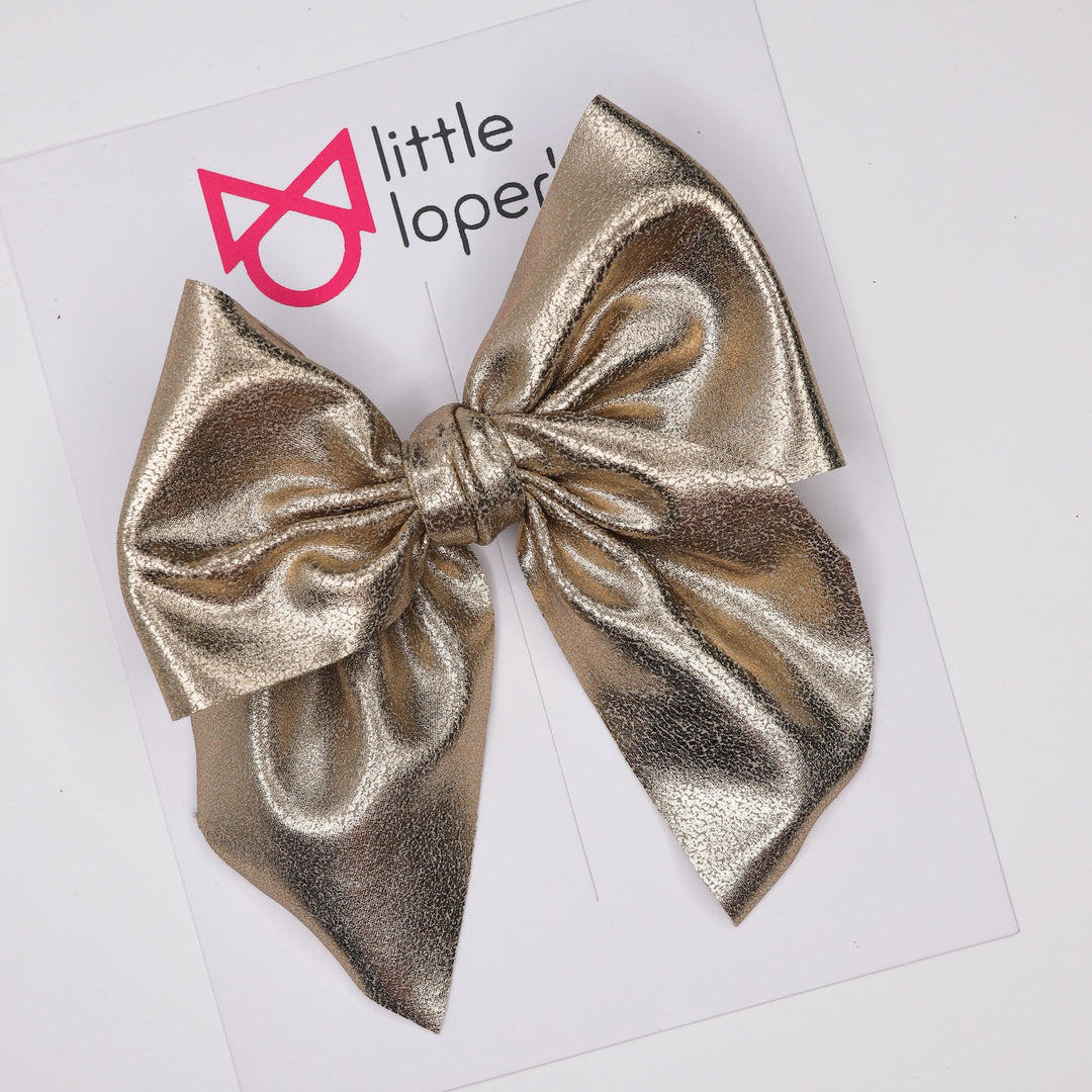 Matte Gold Pleather Swanky bow