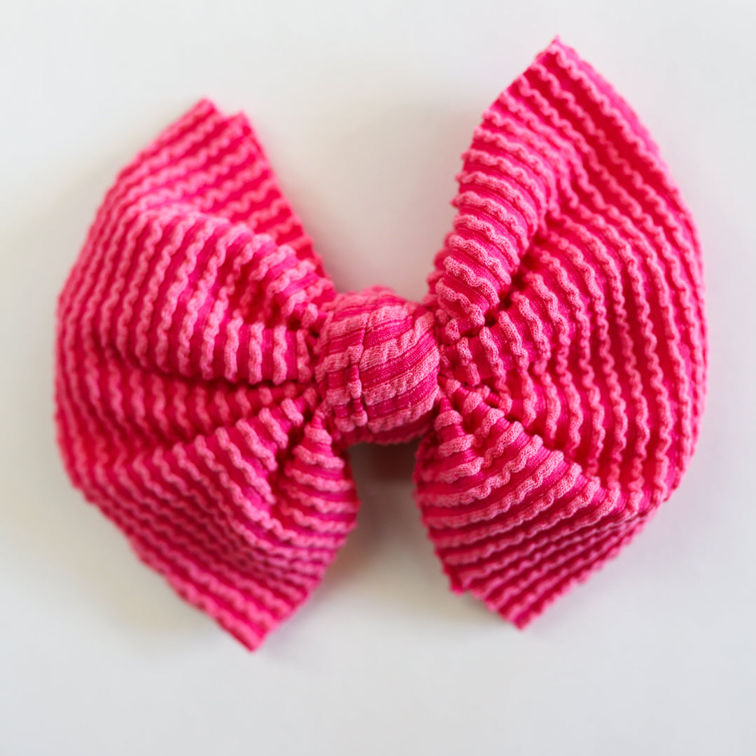 Hot Pink Cozy Ribbed Bow