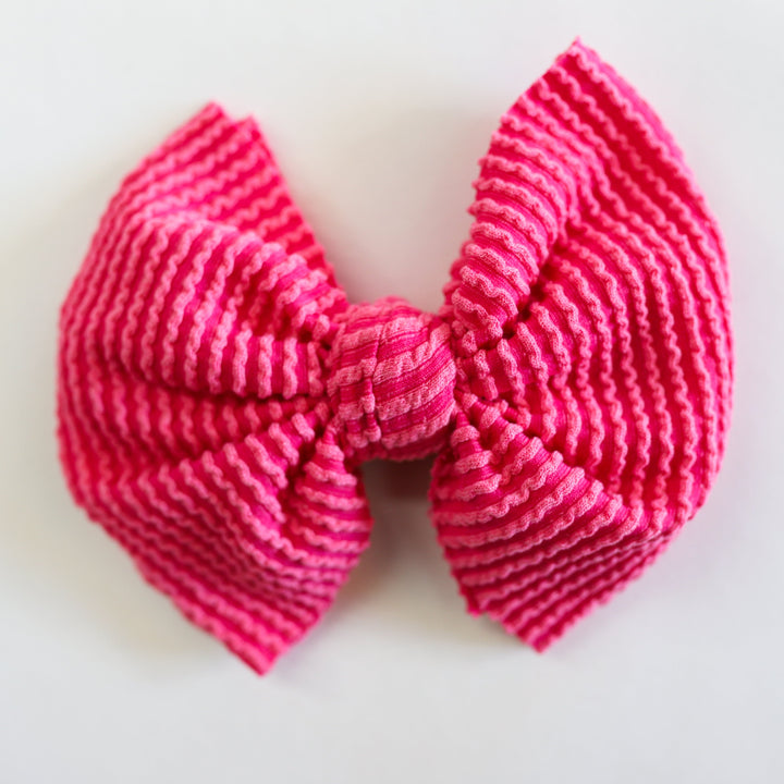 Hot Pink Cozy Ribbed Bow